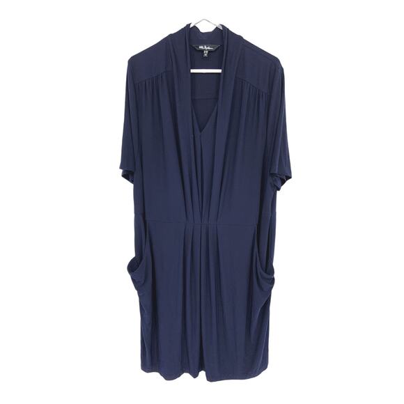 Ulla Popken Dark Blue Midi Dress Loose Sleeve with Pockets Size 20 - Picture 1 of 6